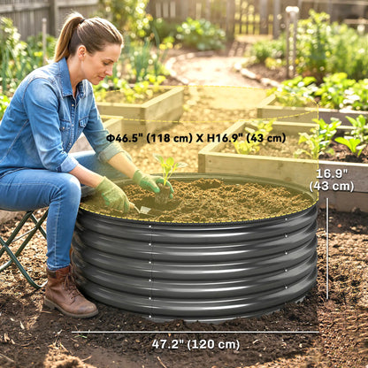 Galvanized Raised Flower Bed, 4 x 4 x 1.5 ft, Dark Grey Raised Garden Beds at Gallery Canada