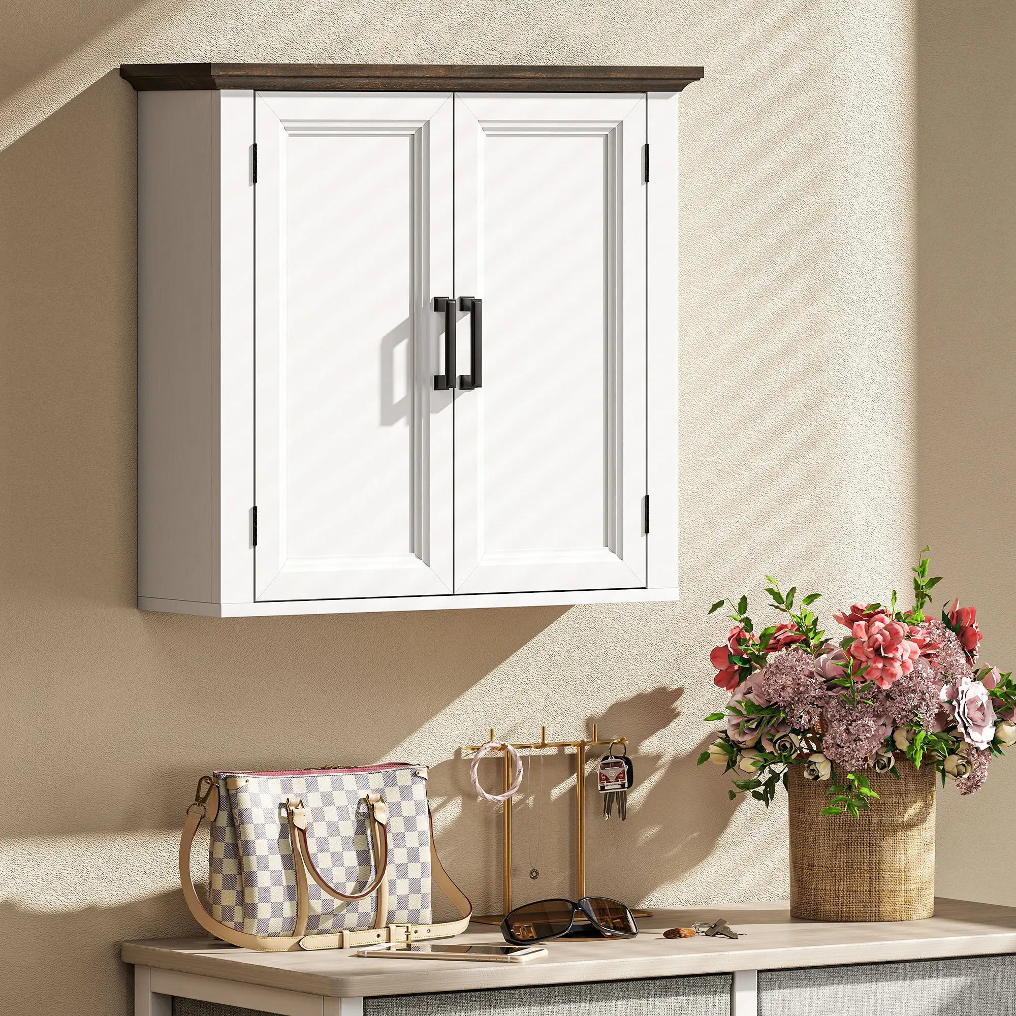 Farmhouse Medicine Cabinet, Wall Mounted, 2 Doors, Adjustable Shelf, White Wall Mounted Cabinets at Gallery Canada