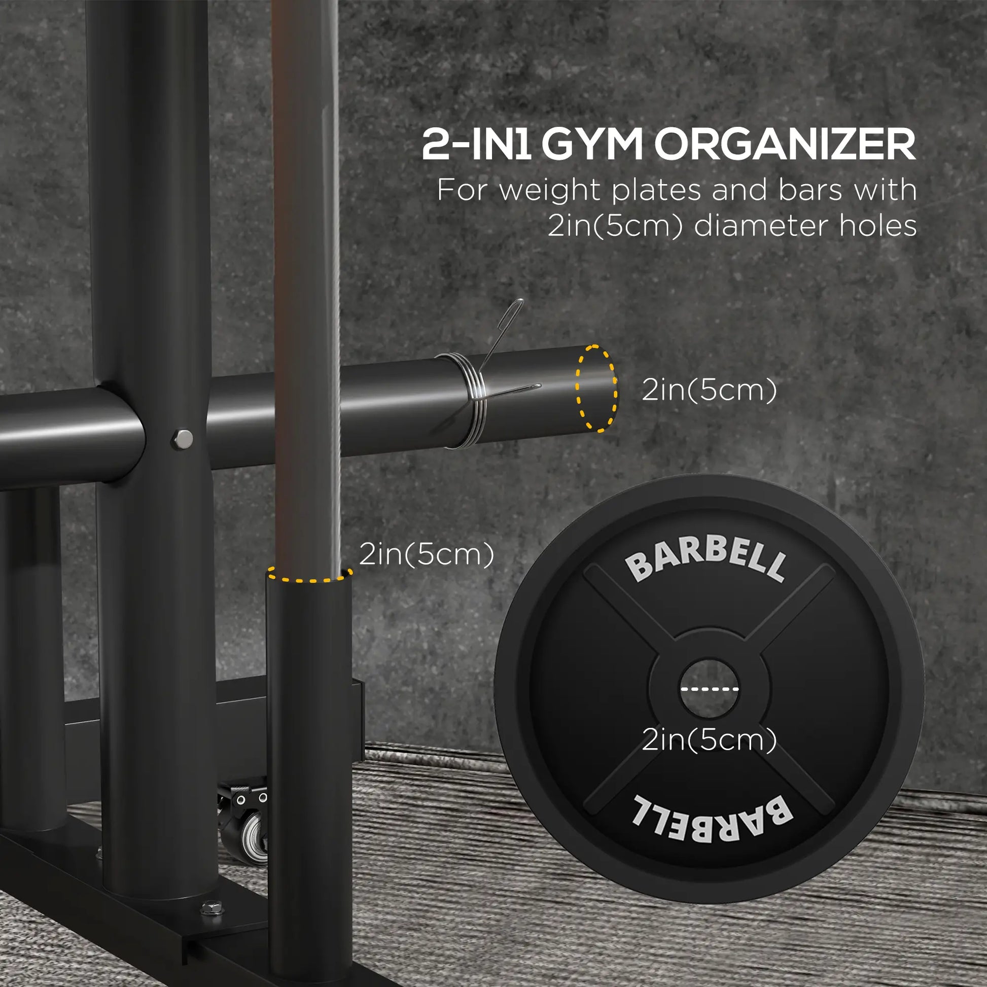 Weight Plate Rack, Holder for 2 Inch Plates and Bars, 440 Lbs Capacity More-Strength Training Equipment at Gallery Canada