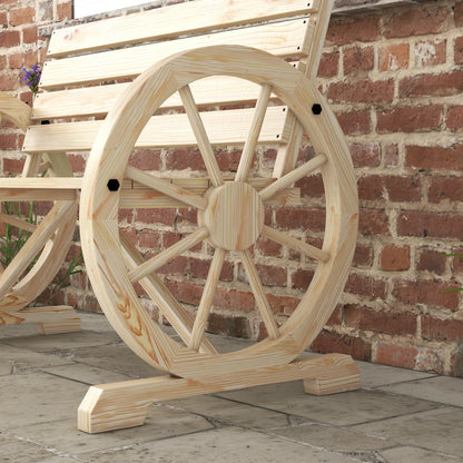 42" Wood Wagon Wheel Bench, Rustic Loveseat, Natural Wood Outdoor Benches at Gallery Canada