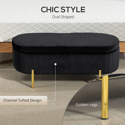 Upholstered Bedroom Bench, Channel Tufted Ottoman, Black Storage Ottomans & Benches at Gallery Canada