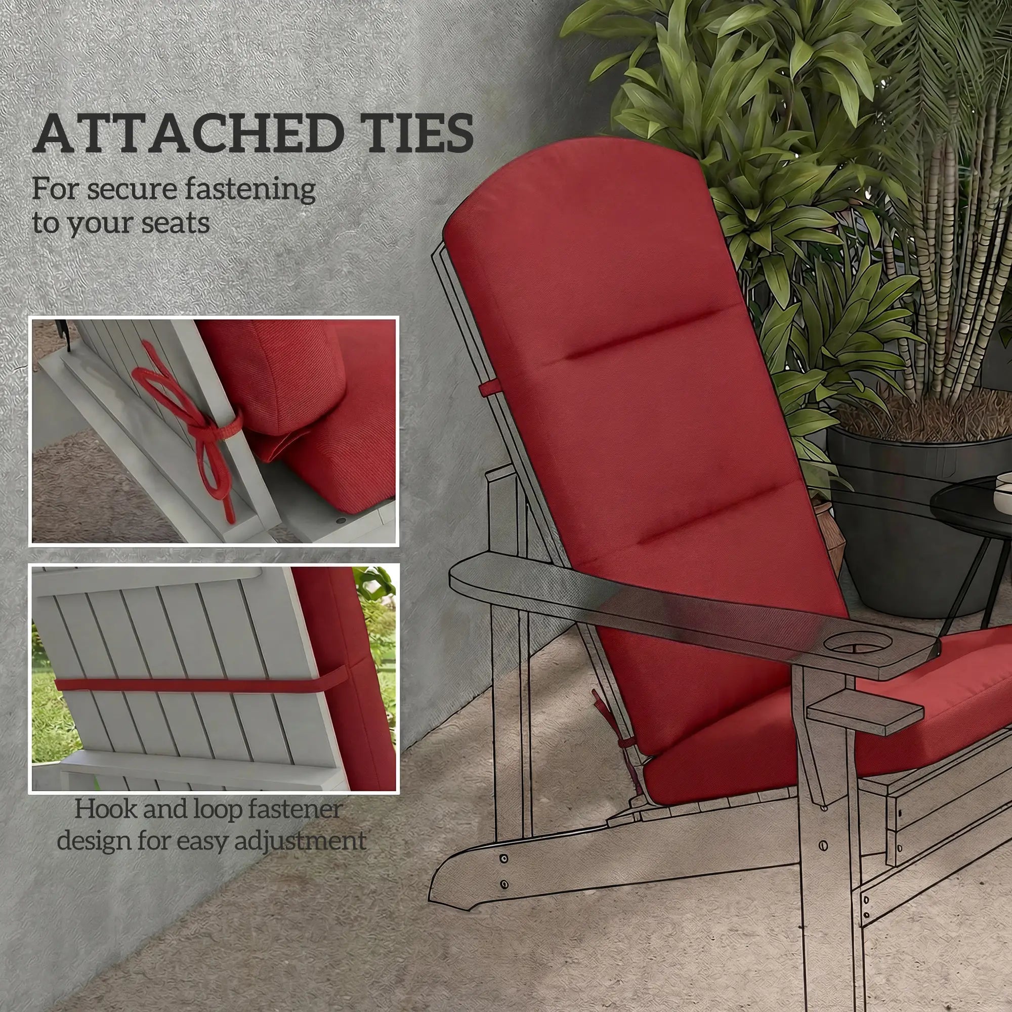 Patio Chair Cushion For Adirondack Chairs, Wine Red Patio Chair Cushions at Gallery Canada