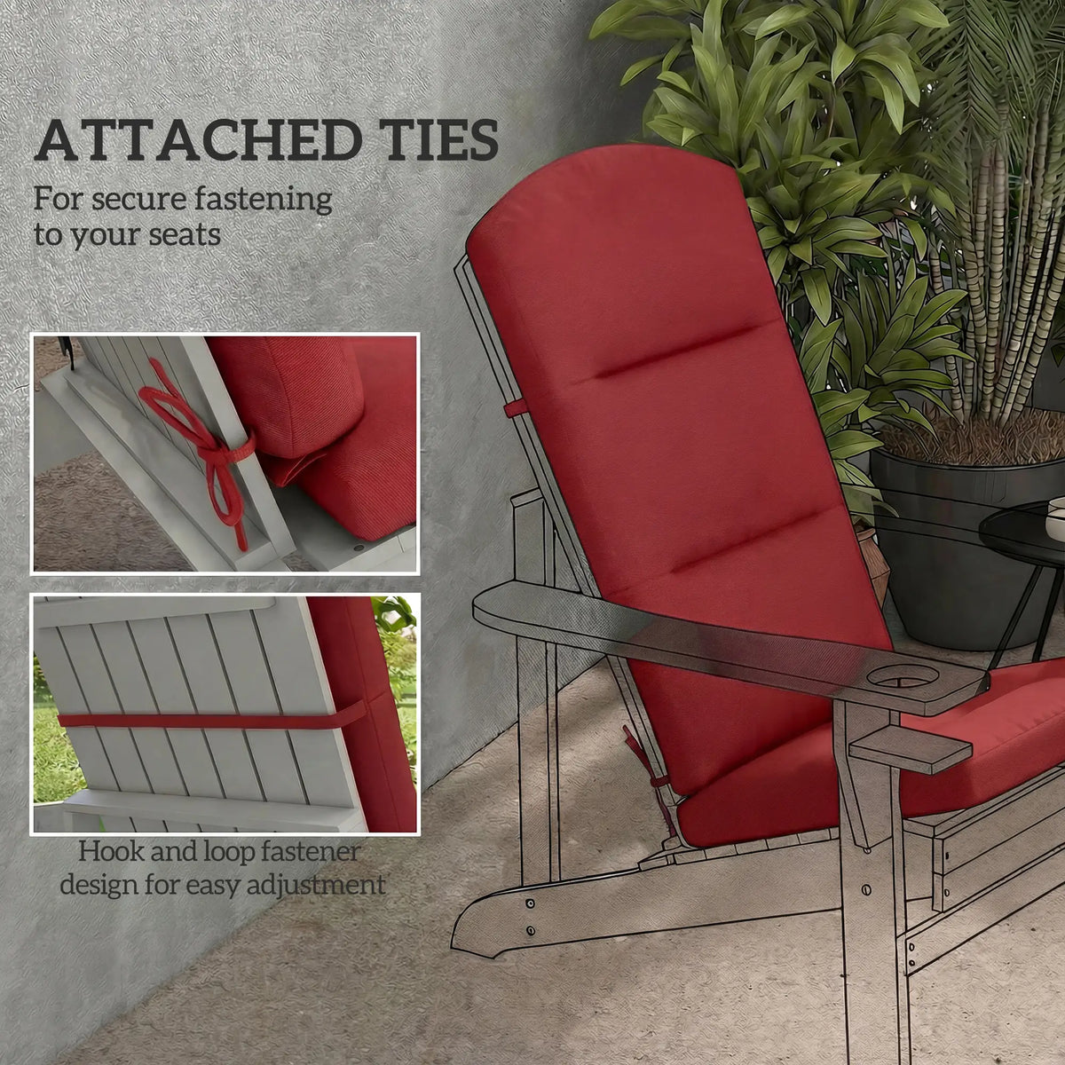 Patio Chair Cushion For Adirondack Chairs, Wine Red Patio Chair Cushions at Gallery Canada