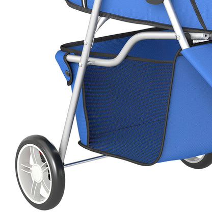 Foldable 3 Wheel Dog Stroller, Storage Basket, Adjustable Canopy, Blue Dog Bike Trailers & Strollers at Gallery Canada