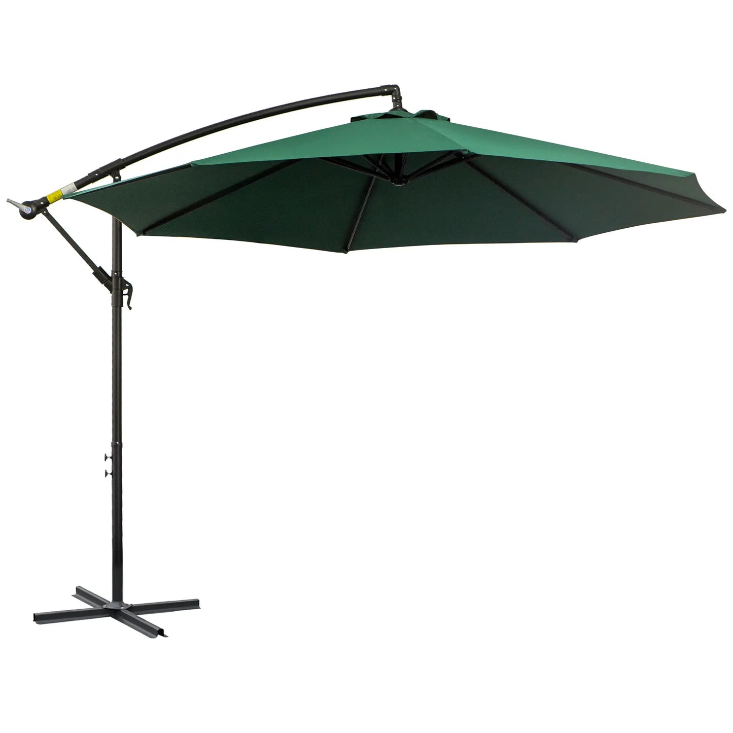 9.7ft Offset Patio Umbrella, 8 Ribs, Crank Handle, Cross Base, Green Offset Cantilever Umbrellas at Gallery Canada