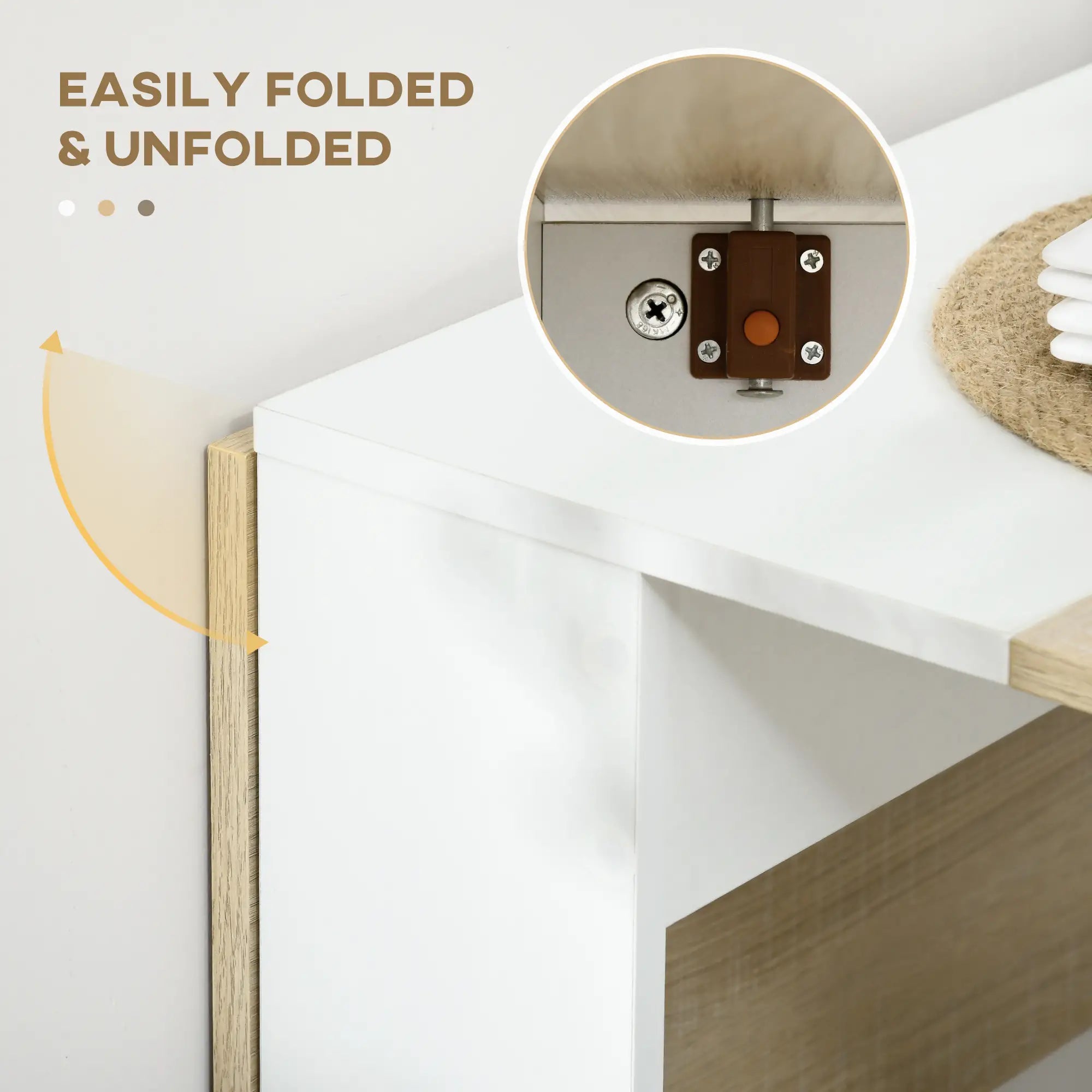 Drop Leaf Dining Table, Folding Wood Table, Multi-Use Side Table, White/Oak, White, Oak Bar Tables & Dining Tables at Gallery Canada