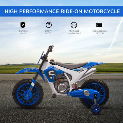 Kids Dirt Bike, 12V Battery, Training Wheels, Blue Electric Motorcycles at Gallery Canada