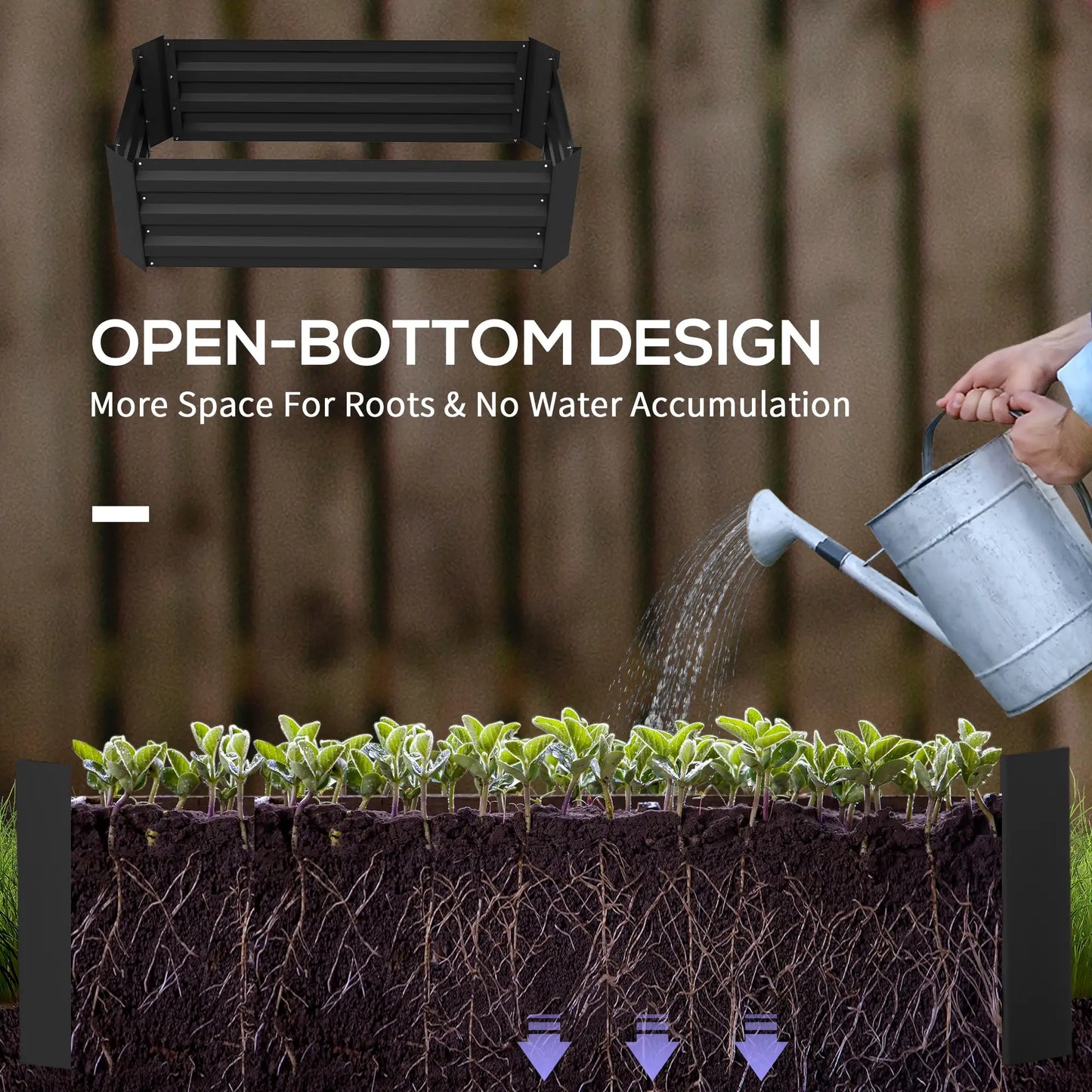 Lit de jardin surélevé en acier, bac à plantes surélevé, 39"x20"x12", Noir