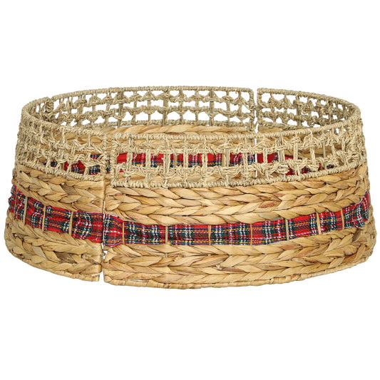 23 Inch Rustic Christmas Tree Skirt, Water Hyacinth Collar, Natural Christmas Trees Natural, Red Plaid at Gallery Canada