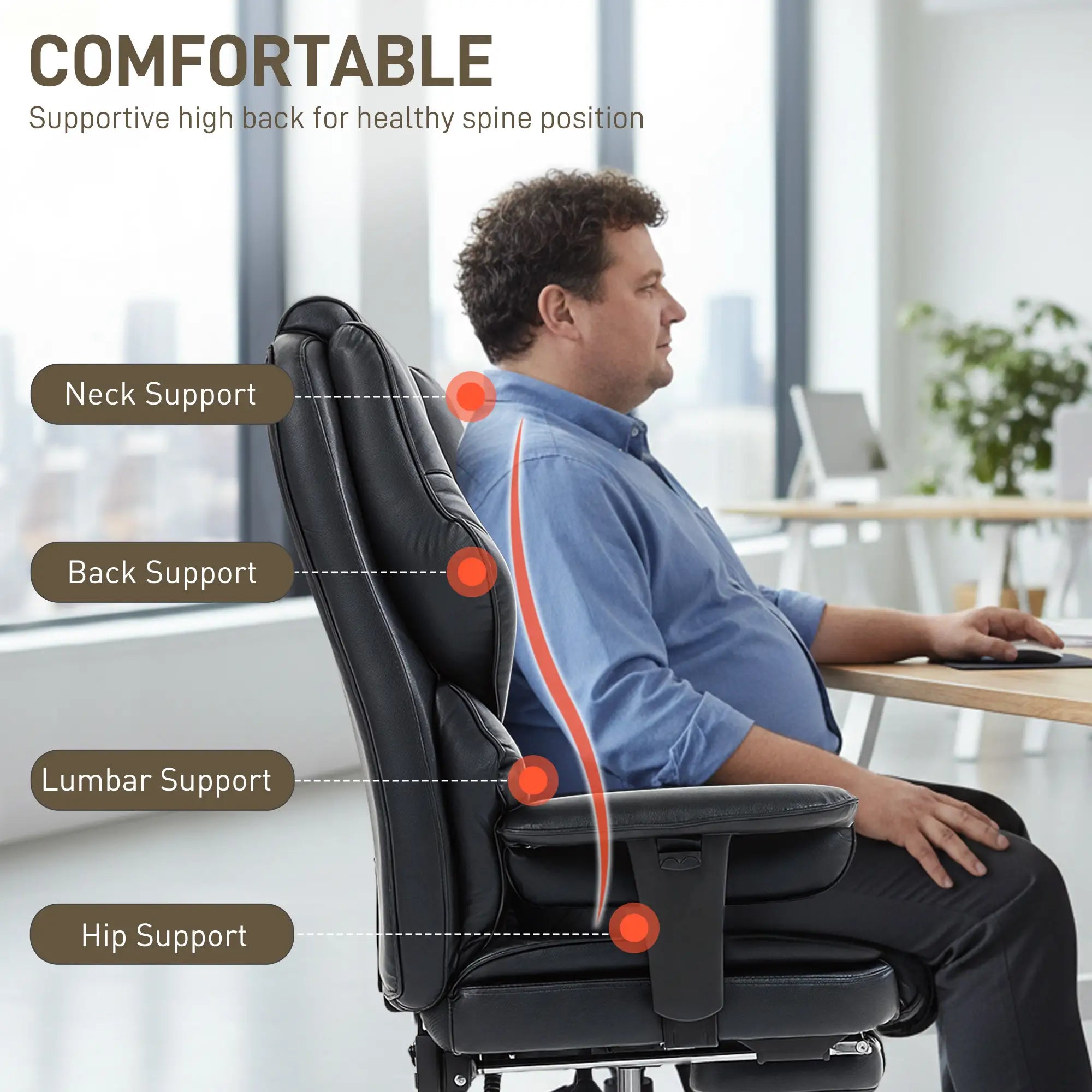 Big and Tall Office Chair, 400 lbs, Overstuffed Desk Chair Executive & Manager Chairs at Gallery Canada