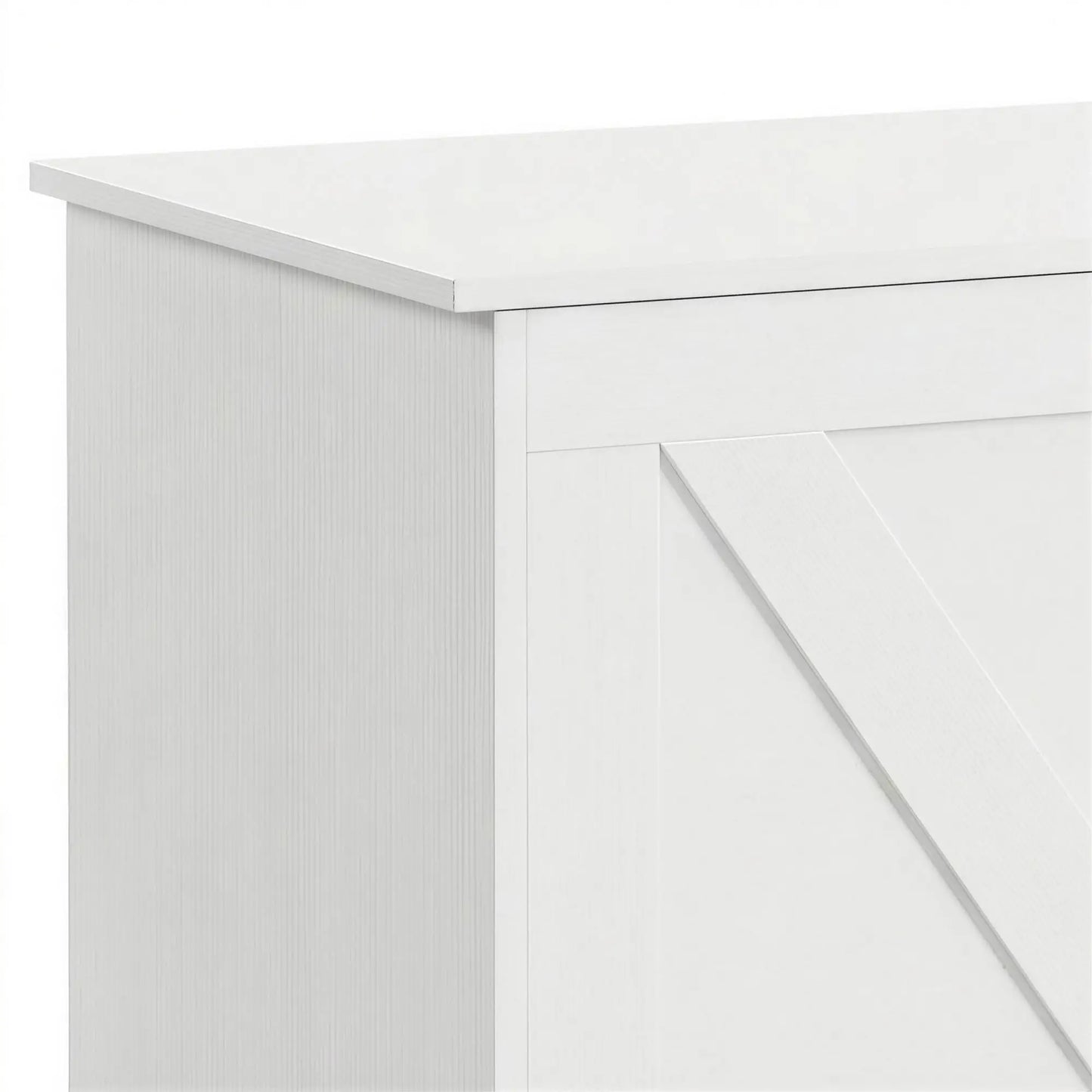 31.5 Inches Storage Chest with Safety Hinge, Wood Grain, White
