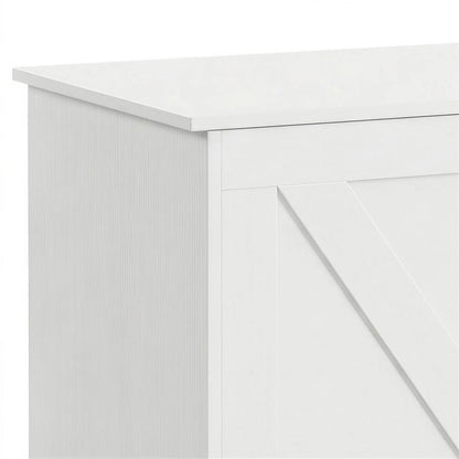 31.5 Inches Storage Chest with Safety Hinge, Wood Grain, White