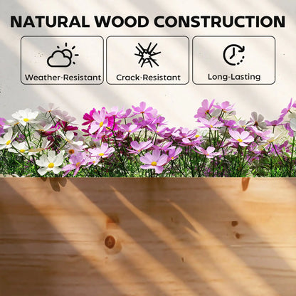 Wooden Raised Garden Bed, 8 x 4 x 1ft, Elevated Box With Dividers Wooden Planter Boxes at Gallery Canada