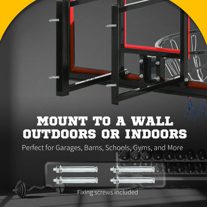 Wall Mounted Basketball Hoop, 43'' x 30'' Shatter Proof Backboard, Indoor Outdoor, Black Basketball at Gallery Canada