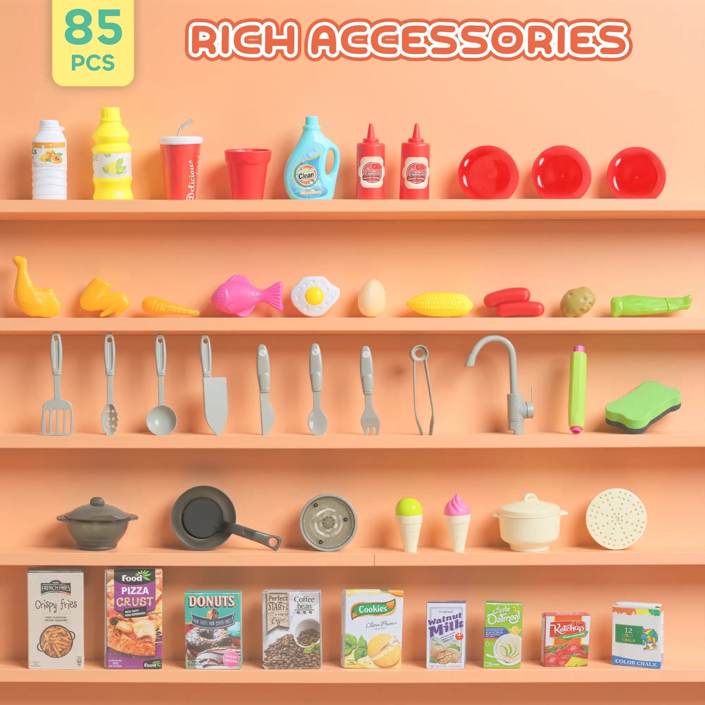 Kids Play Kitchen Set with Lights, Sounds, Pink Play Kitchen at Gallery Canada