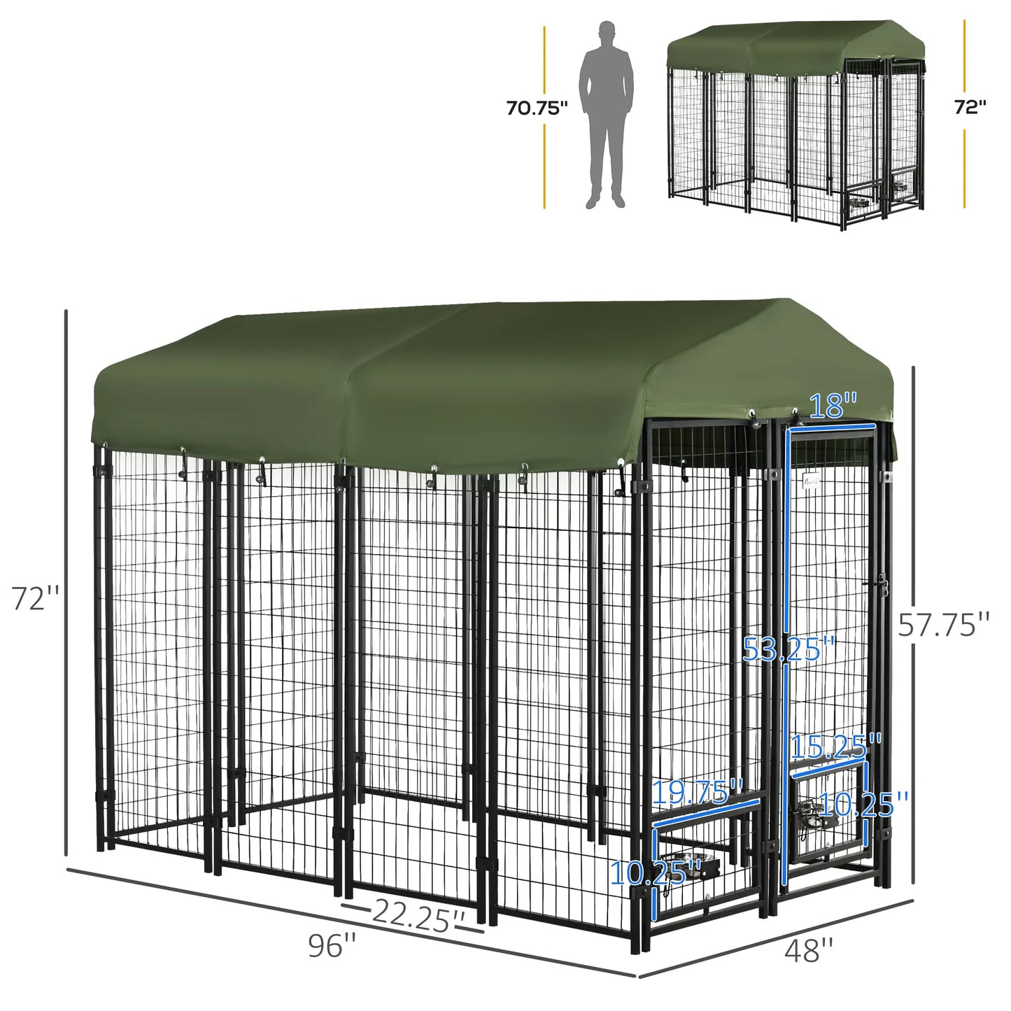 Outdoor Dog Kennel, Lockable Pet Playpen, Welded Steel Fence, Rotating Bowl, Green Houses, Kennels & Pens at Gallery Canada