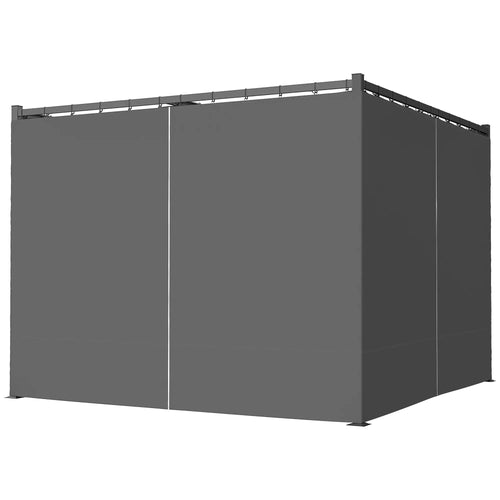 10' x 10' Retractable Pergola Canopy, Metal Outdoor Gazebo, Dark Grey