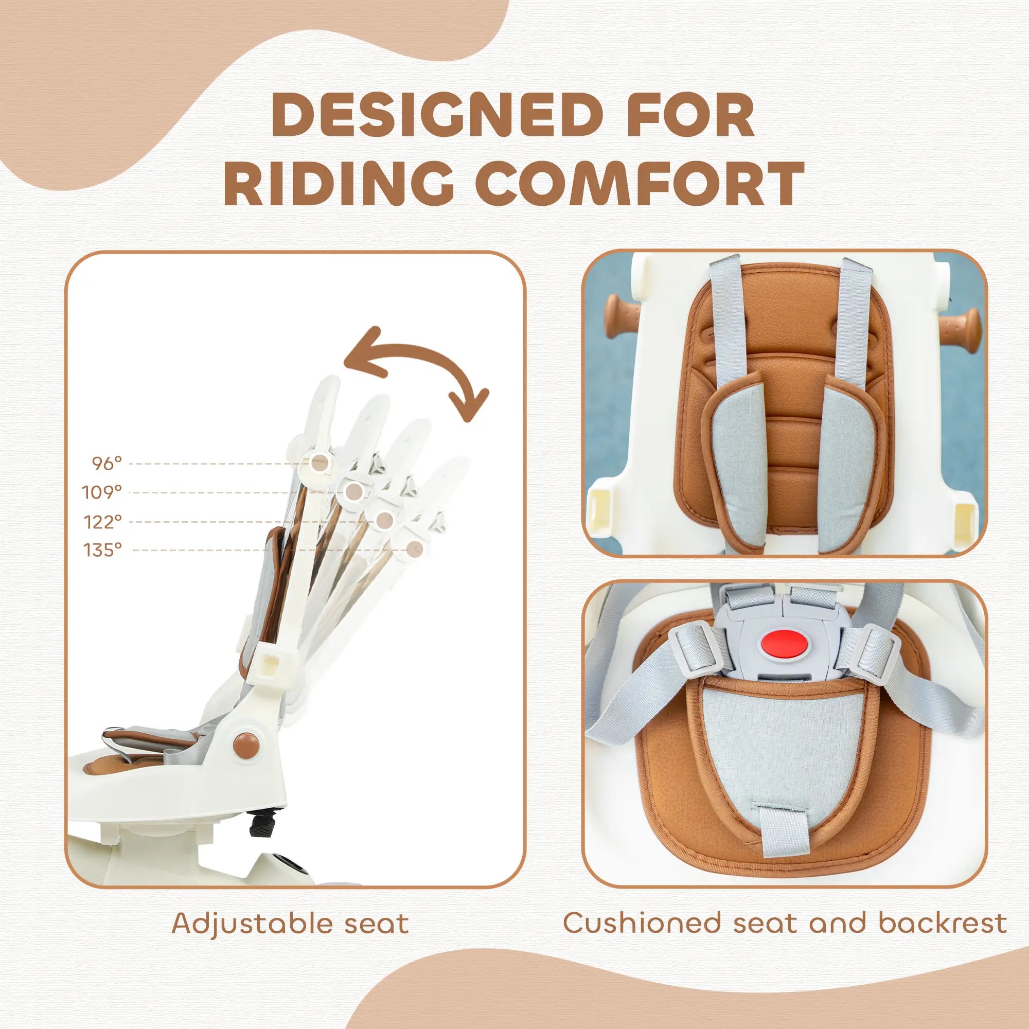 7 in 1 Toddler Tricycle, Safety Harness, Adjustable Parent Handle, Cream White Tricycles for Kids at Gallery Canada