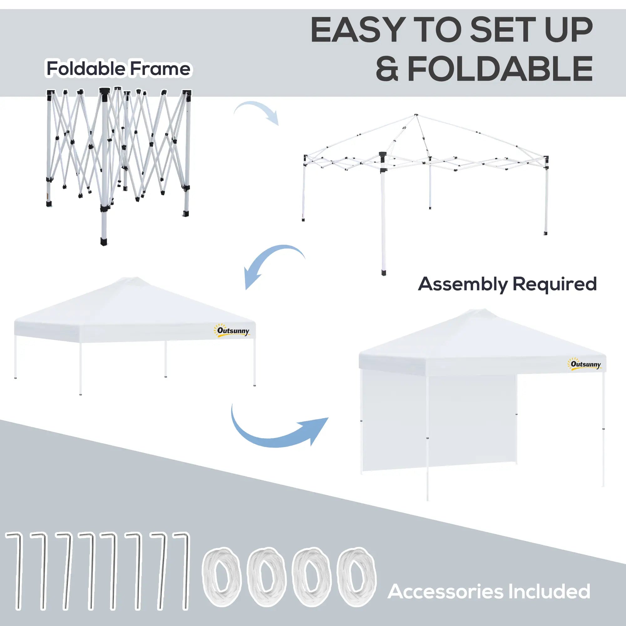 10' x 10' Pop Up Canopy Tent, Adjustable Height, 1 Sidewall, Wheeled Bag, White Pop Up Canopies at Gallery Canada