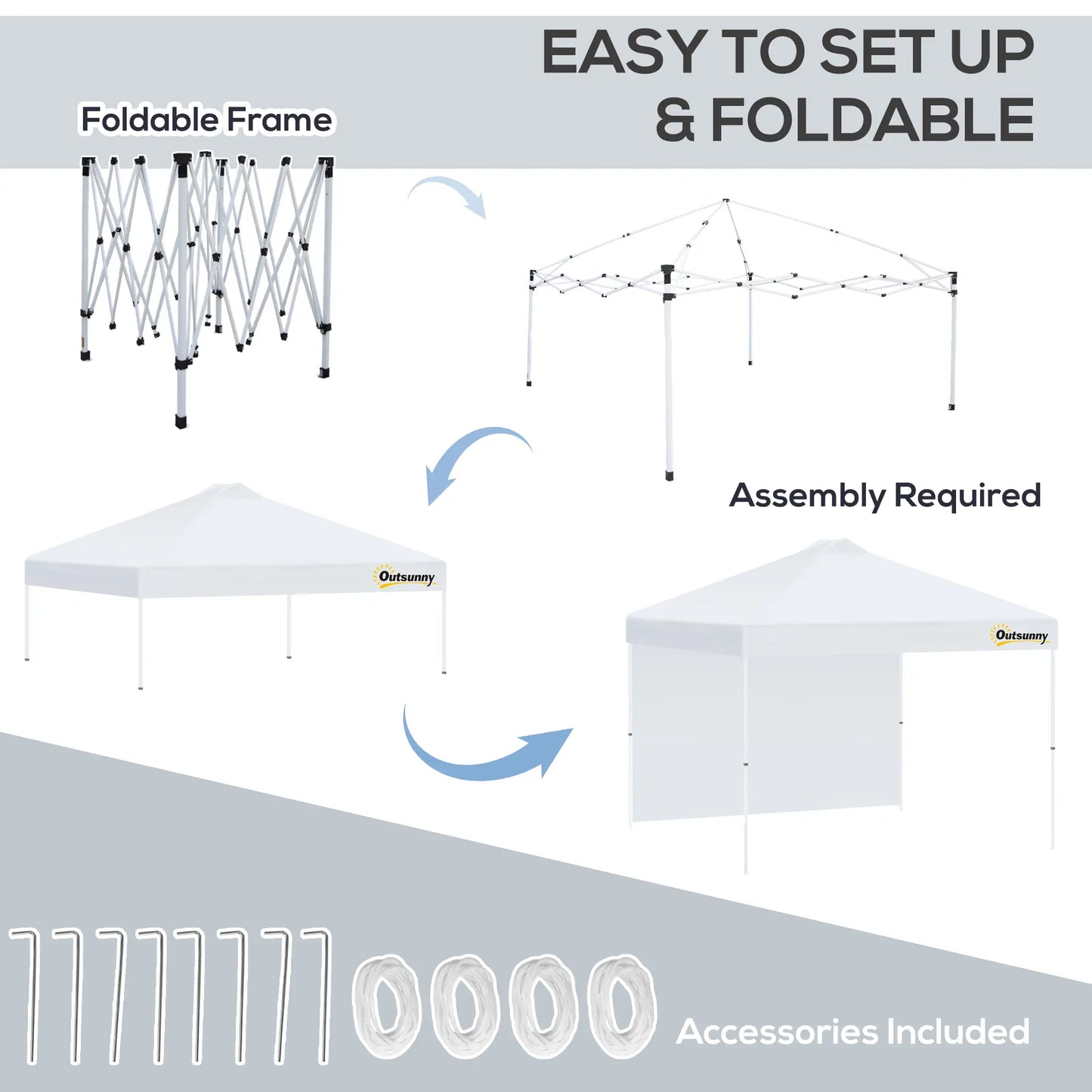 10' x 10' Pop Up Canopy Tent, Adjustable Height, 1 Sidewall, Wheeled Bag, White Pop Up Canopies at Gallery Canada