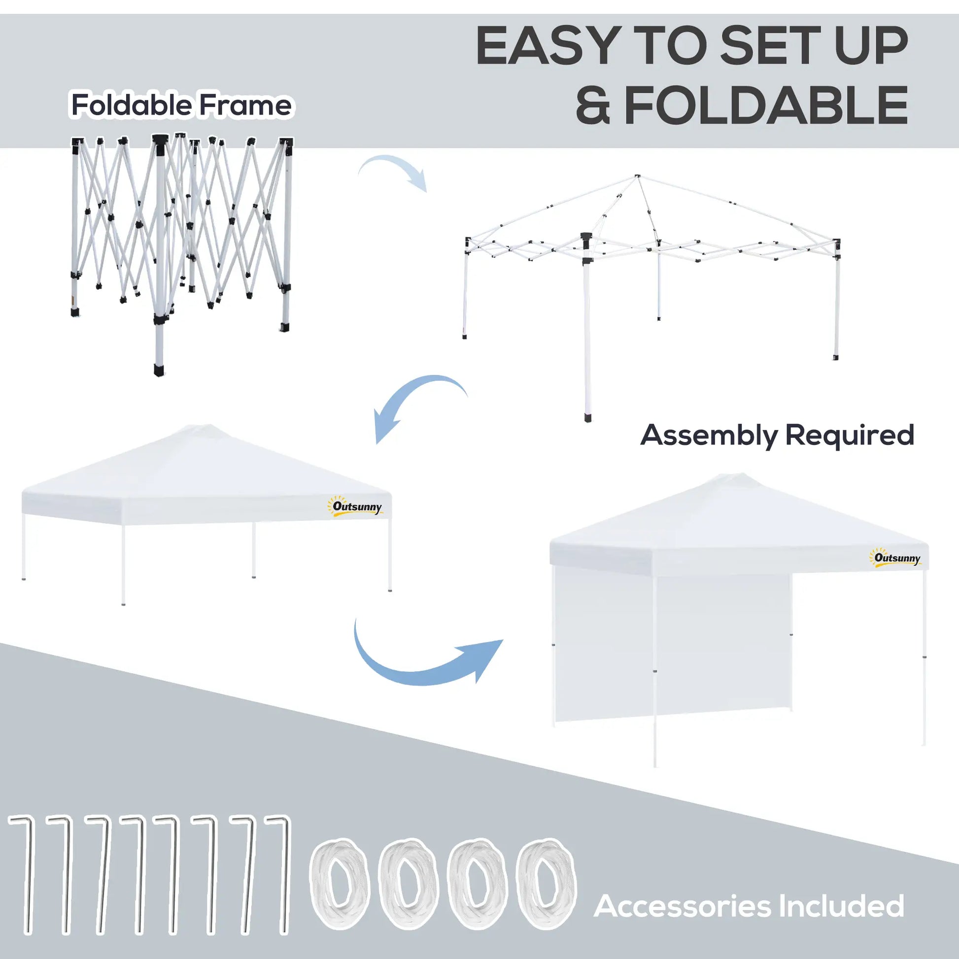 10' x 10' Pop Up Canopy Tent, Adjustable Height, 1 Sidewall, Wheeled Bag, White Pop Up Canopies at Gallery Canada