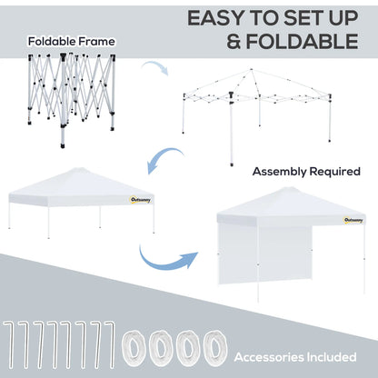 10' x 10' Pop Up Canopy Tent, Adjustable Height, 1 Sidewall, Wheeled Bag, White Pop Up Canopies at Gallery Canada