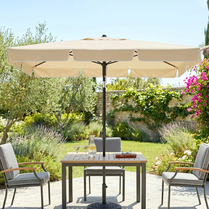 6.5x4ft Rectangle Patio Umbrella, Aluminum, Tilt Adjustable, Beige Sun Umbrellas at Gallery Canada