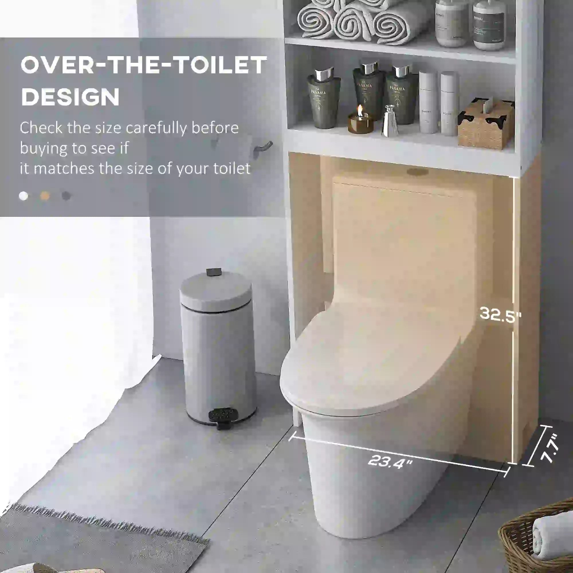 Over Toilet Storage, Bathroom Cabinet with Shelves, Double Door, White Over The Toilet Storage at Gallery Canada