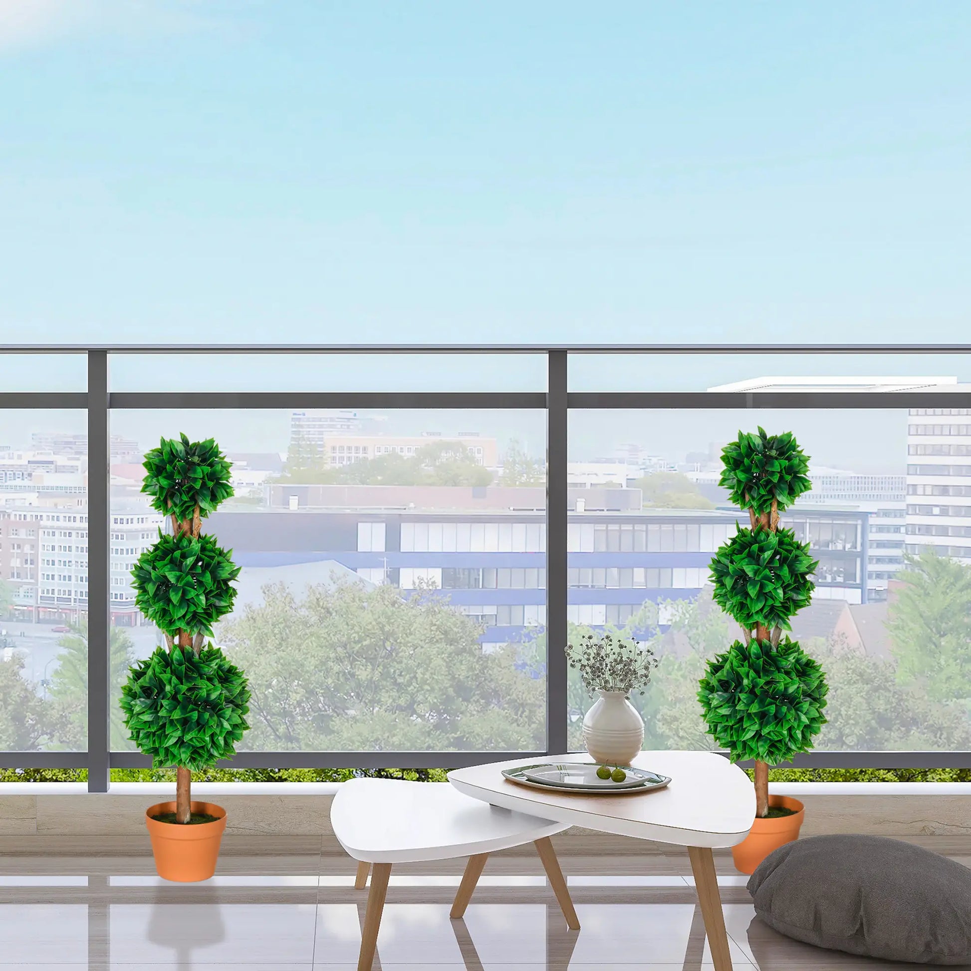 2 Pack 35.5" Artificial Boxwood Topiary Ball Trees, Indoor Outdoor, Green Artificial Trees at Gallery Canada