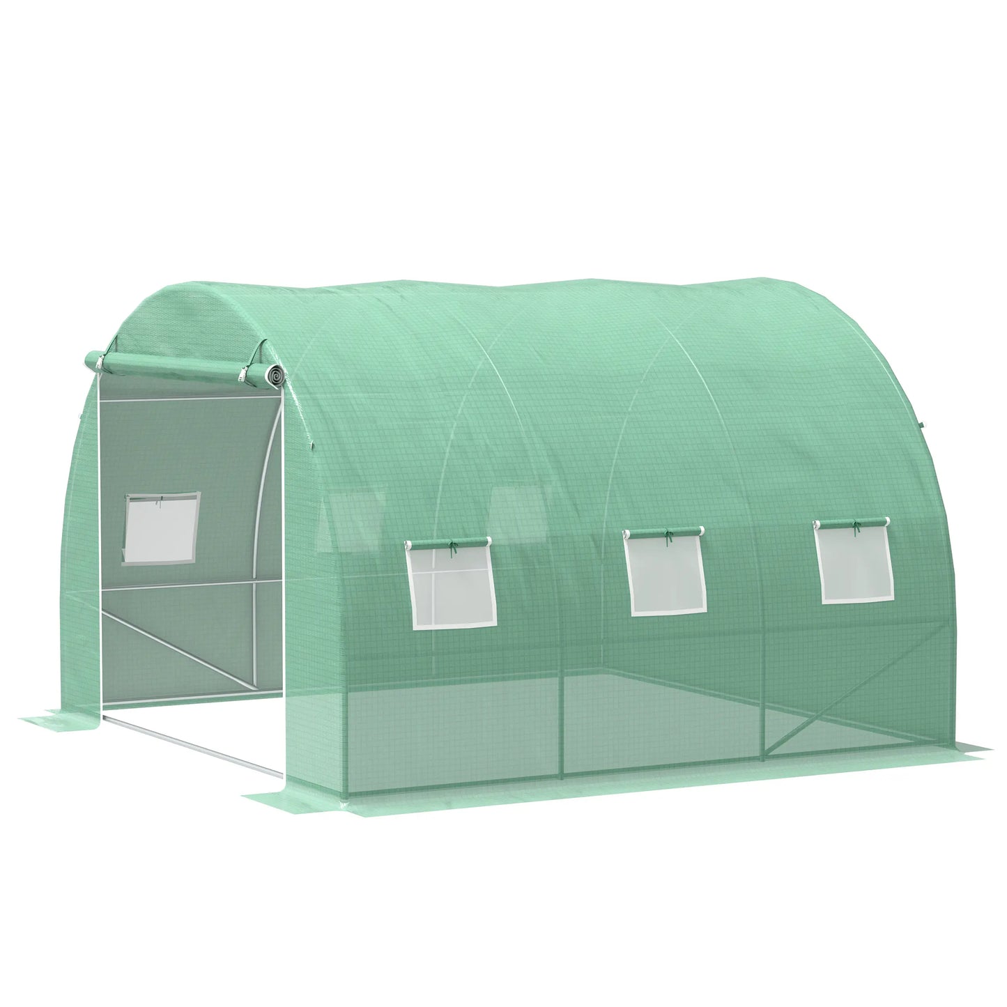 10' x 10' x 6.5' Walk-In Greenhouse, Transparent PE Cover, Zipper Doors Walk In Greenhouses Green at Gallery Canada