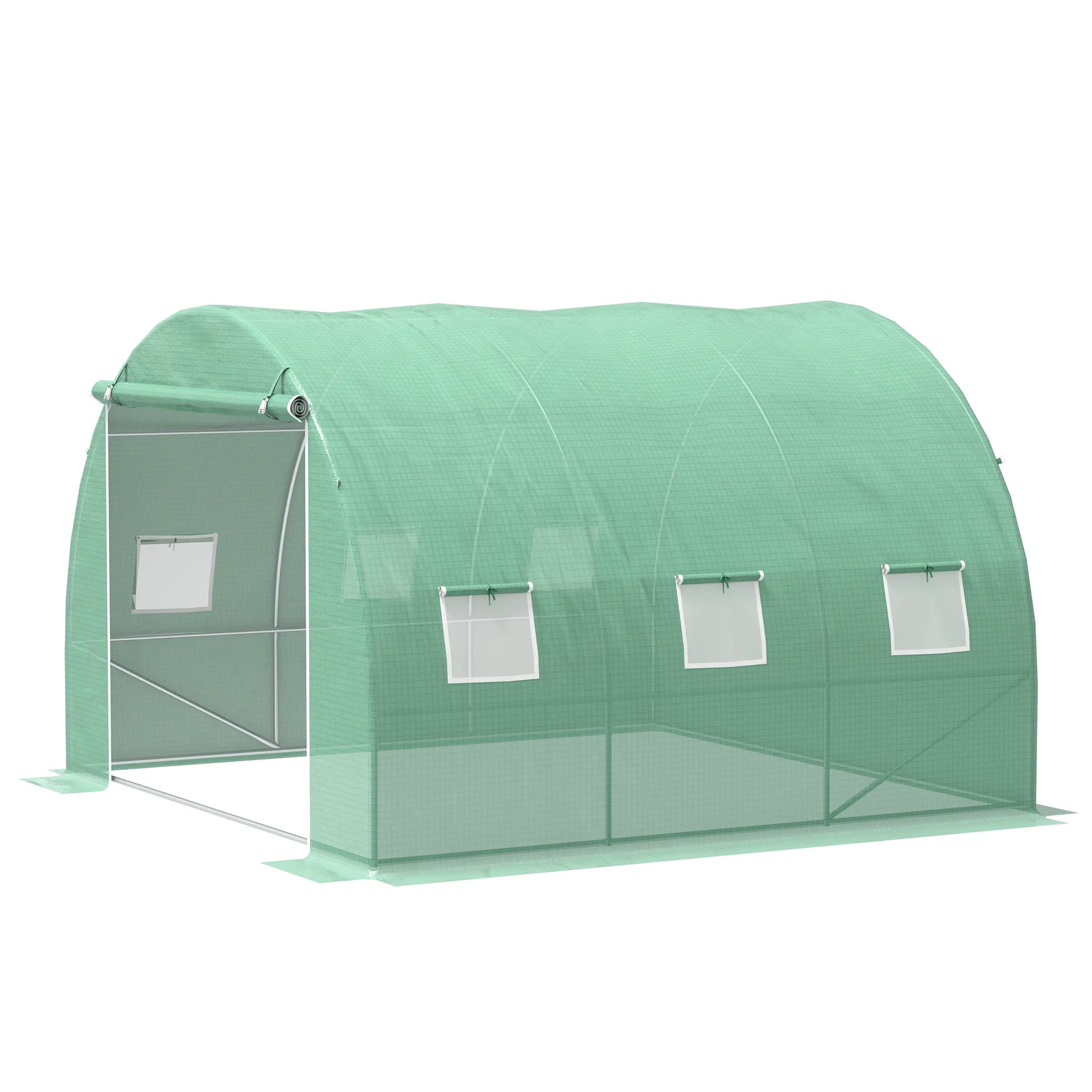 10' x 10' x 6.5' Walk-In Greenhouse, Transparent PE Cover, Zipper Doors Walk In Greenhouses Green at Gallery Canada