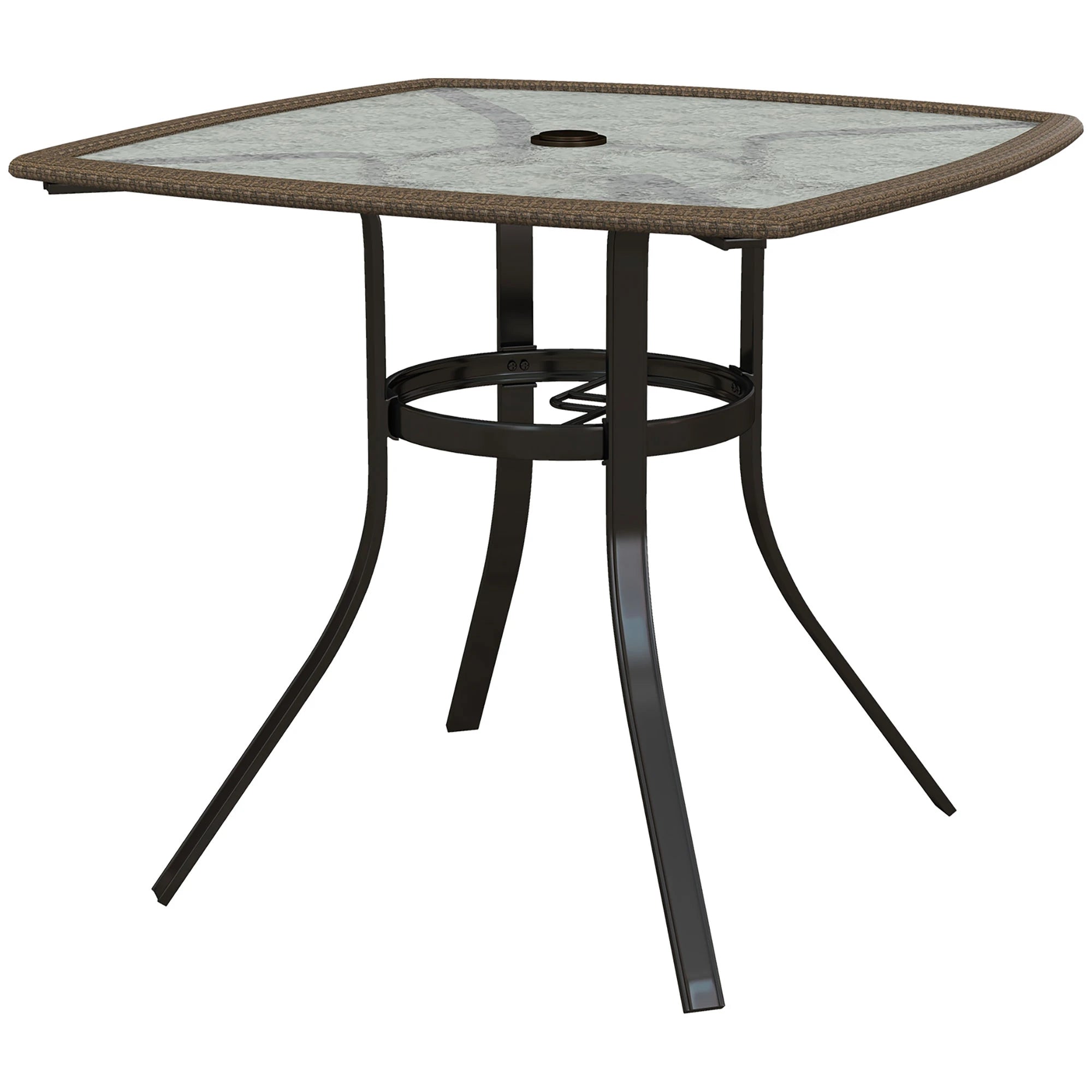 34 Square Outdoor Dining Table, Water-Grain Glass Top, Dark Brown Patio Dinning Tables Dark Brown at Gallery Canada