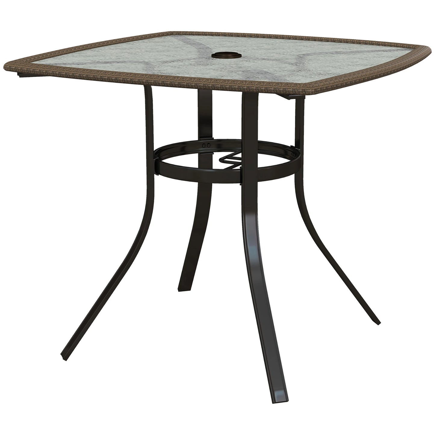 34 Square Outdoor Dining Table, Water-Grain Glass Top, Dark Brown Patio Dinning Tables Dark Brown at Gallery Canada