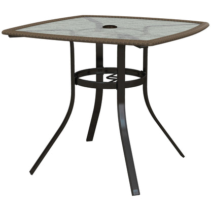 34 Square Outdoor Dining Table, Water-Grain Glass Top, Dark Brown Patio Dinning Tables Dark Brown at Gallery Canada
