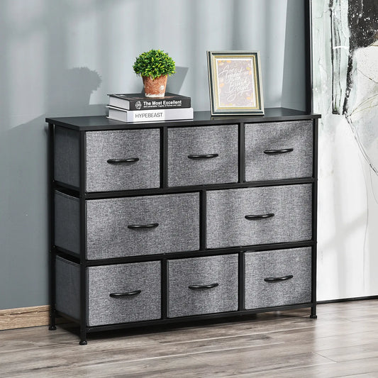 8-Bin Dresser Storage Tower, Fabric Bins with Metal Frame Storage Cabinets Black at Gallery Canada