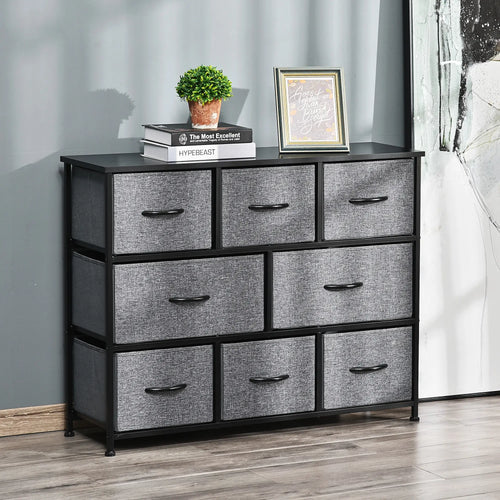 8-Bin Dresser Storage Tower, Fabric Bins with Metal Frame