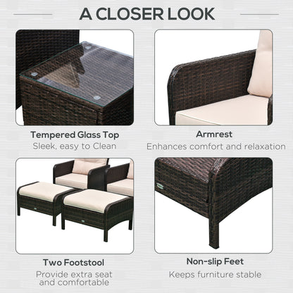 5pcs Outdoor Patio Furniture Set Wicker Conversation Set Footrest Coffee Table Patio Furniture Sets at Gallery Canada