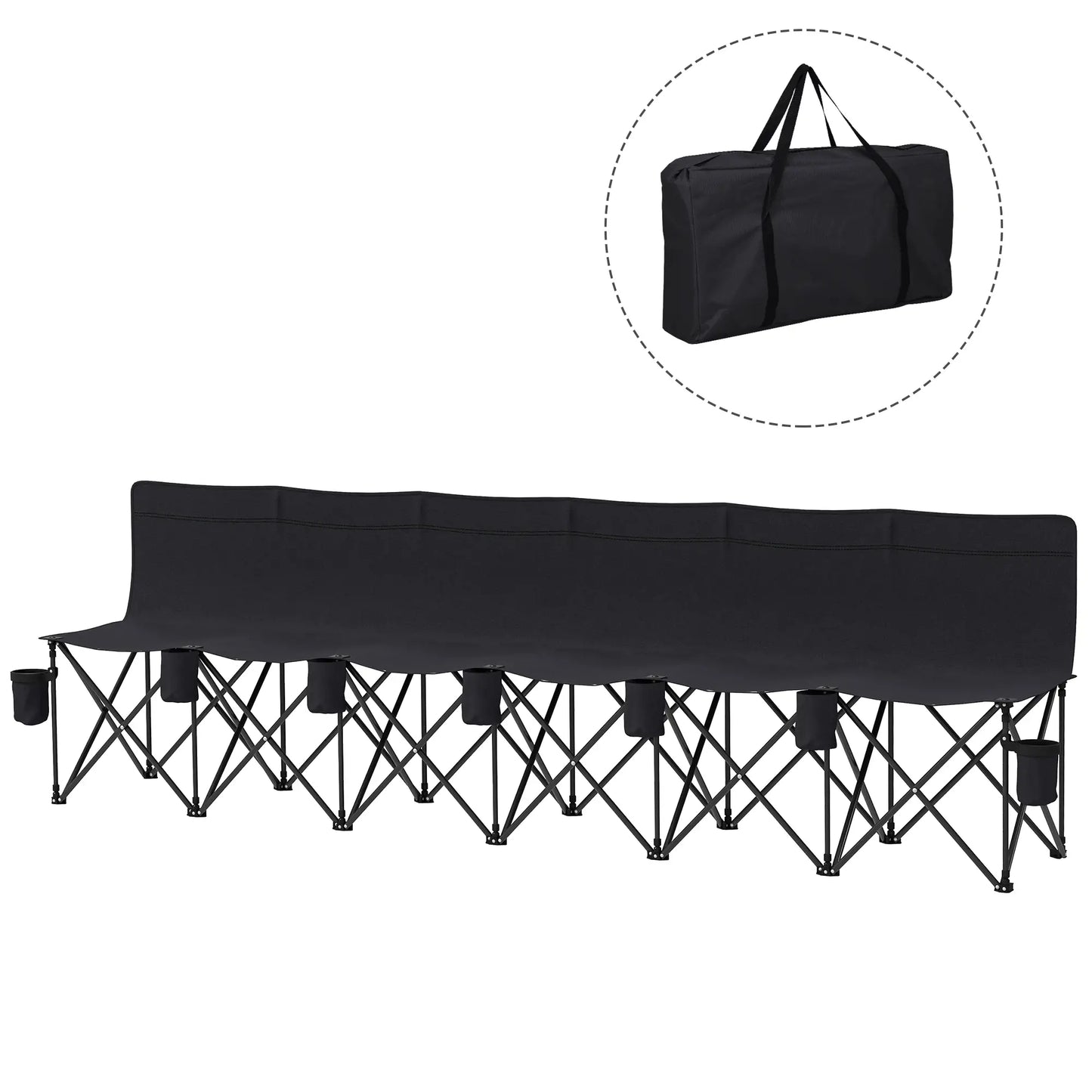 6 Seat Folding Camping Chair, Cup Holder, Carrying Case, Black Picnic Tables & Camping Chairs at Gallery Canada
