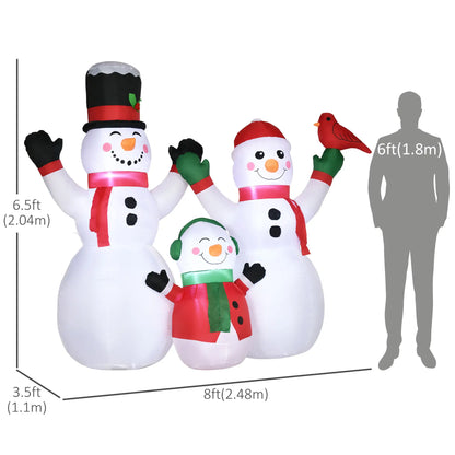 8ft Inflatable Christmas Snowman, LED Yard Display, Red Bird Christmas Inflatables at Gallery Canada