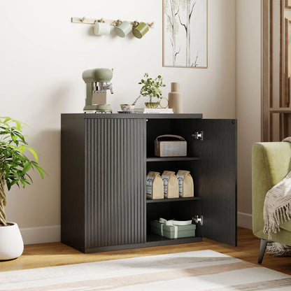 Sideboard Buffet Cabinet, 30.7", Distressed Black Grey Bar Cabinets at Gallery Canada