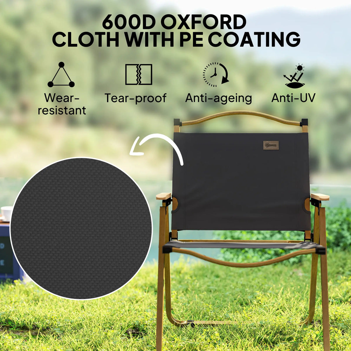 Lightweight Folding Camping Chair, Portable Armchair, Dark Grey Picnic Tables & Camping Chairs at Gallery Canada