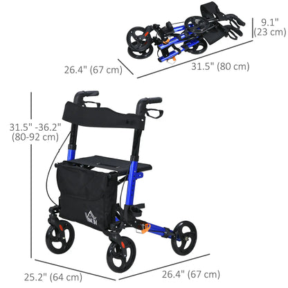 Senior Rollator with Seat, Back, Cane Holder, Adjustable Handle, Blue Knee Walker & Wheelchair Ramps at Gallery Canada