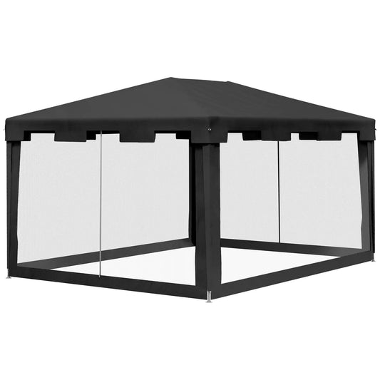 10 × 13 ft Outdoor Gazebo, Mesh Sidewalls, Party Tent Shade Gazebos Dark Grey at Gallery Canada