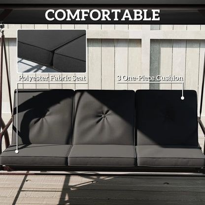 Convertible Patio Swing Bed With Canopy, Cushions, 3 Seater, Black Patio Swings with Stand at Gallery Canada