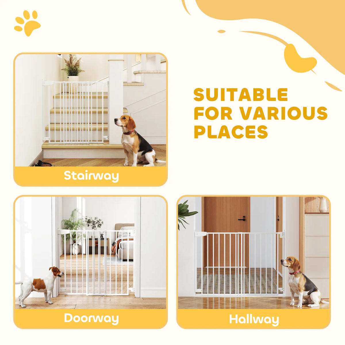 28.3-42.7 In Wide Dog Gate, Dual Locks, White Pet Gates at Gallery Canada