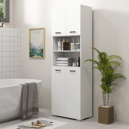 Freestanding Bathroom Cabinet, Open Shelves, 23.6"x13.2"x72", White Bathroom Cabinets at Gallery Canada