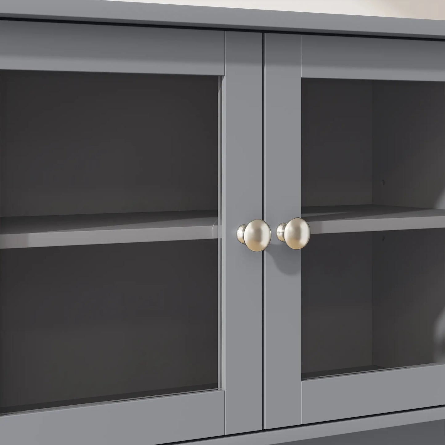 Kitchen Cabinet with Charging Station, 2 Tilt Out Cabinets, Microwave Stand, Grey Kitchen Pantry Cabinets at Gallery Canada