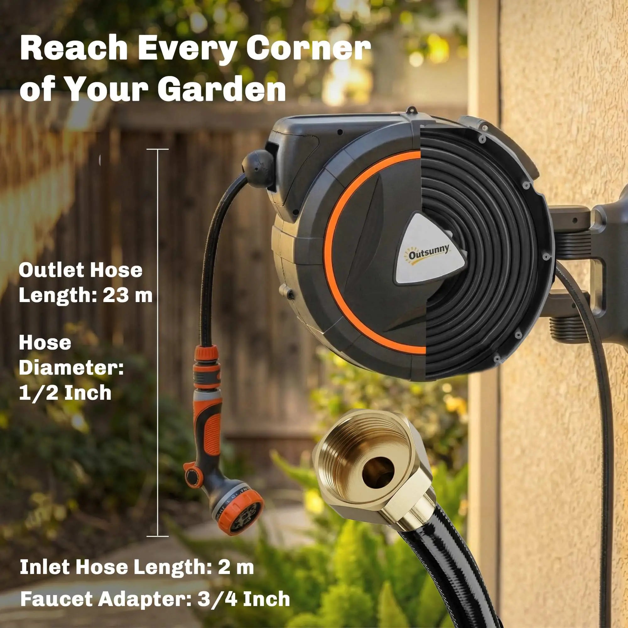 Retractable Garden Hose Reel, 1/2