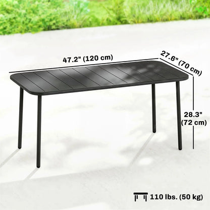 47" x 28" Outdoor Dining Table for 4, Rectangular Patio Table with Slatted Top and Rounded Edges, Grey Patio Dining Tables at Gallery Canada