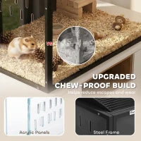 PawHut 41.3" L Hamster Cage, Large Hamster Habitats Steel Frame Chewproof, Deep Bedding Space for Pets Enrichment